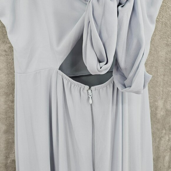 Show Me Your Mumu SMYM Lauren Tie Back Chiffon ALine Gown Dress M Steel Blue New - Picture 10 of 14